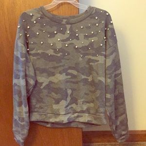Express embellished camo sweatshirt
